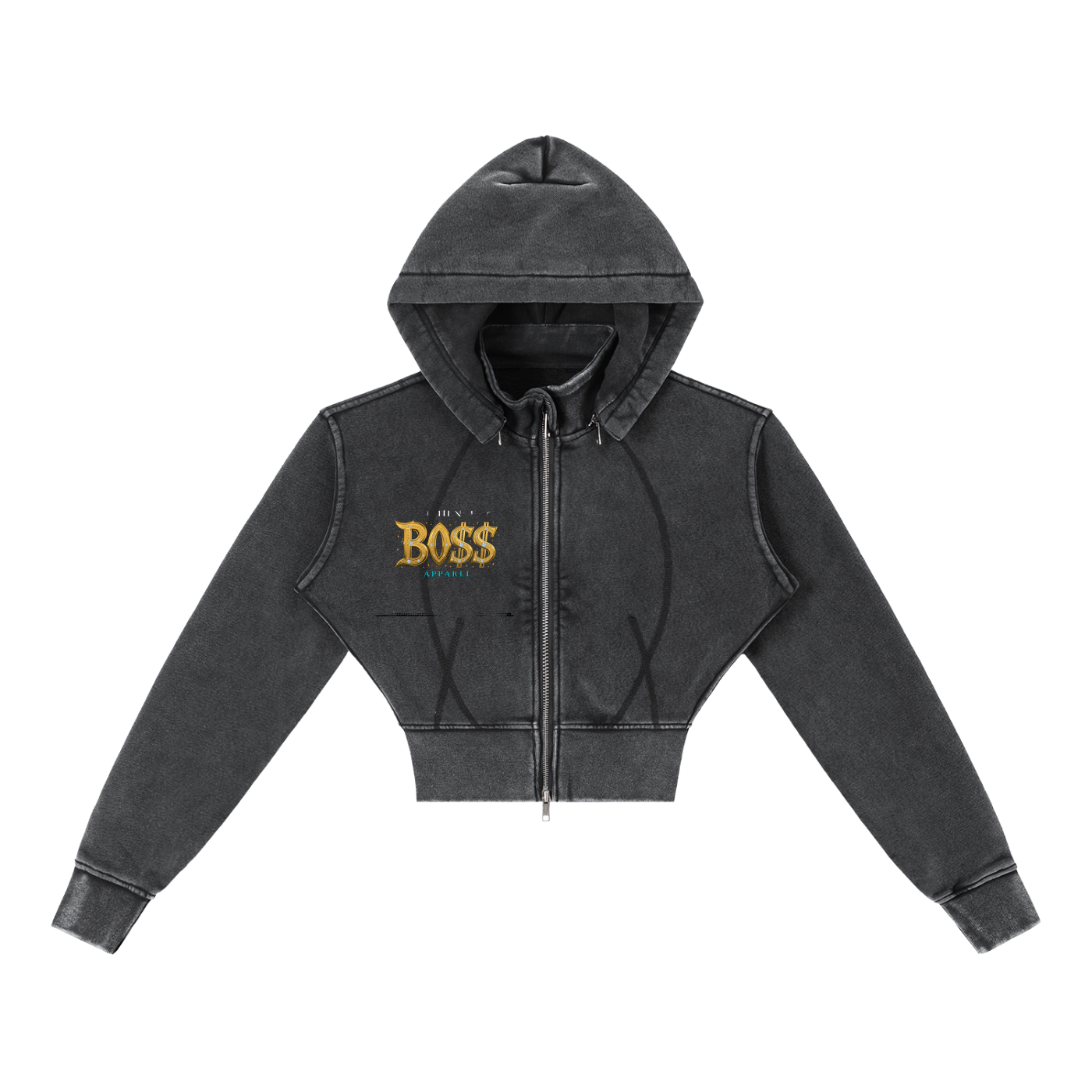 Vintage Washed Cropped Fleece Hoodie