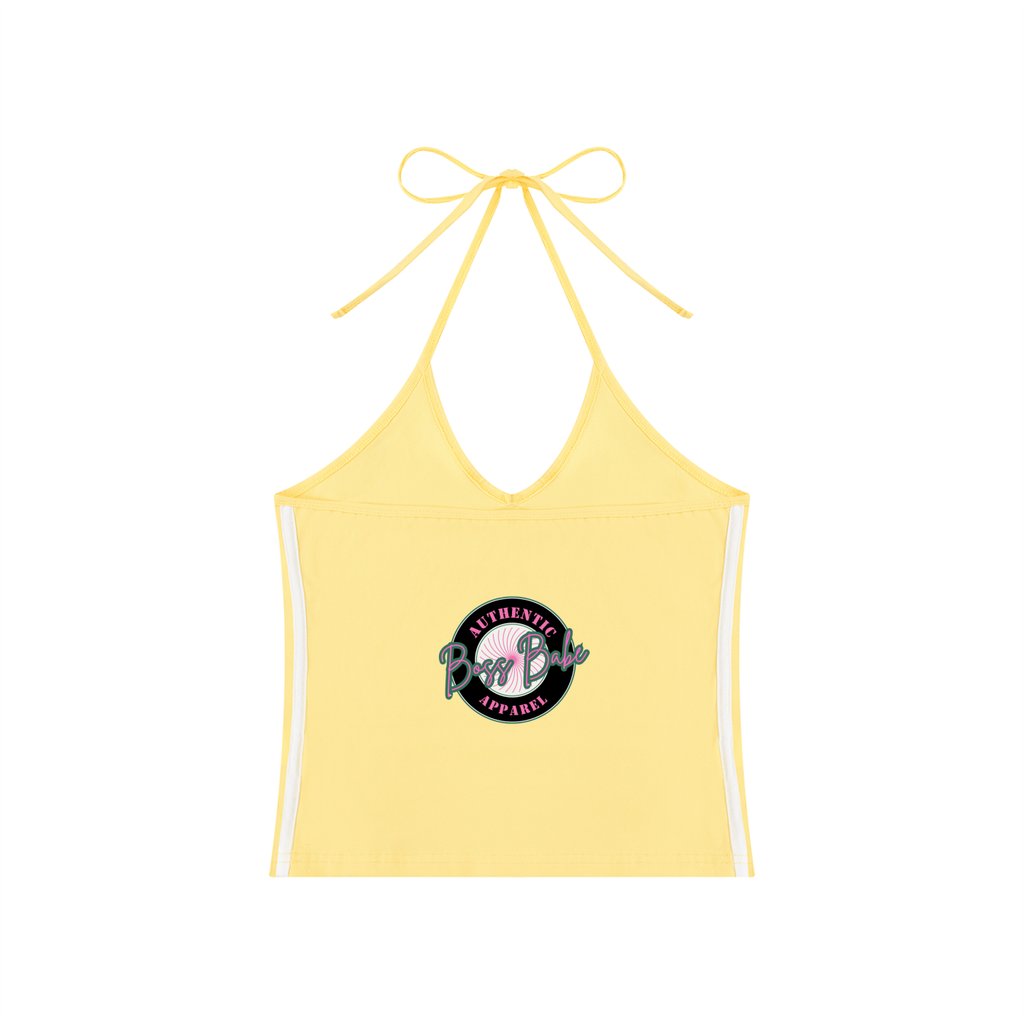 Women's Color Block Halter Crop Tank Top