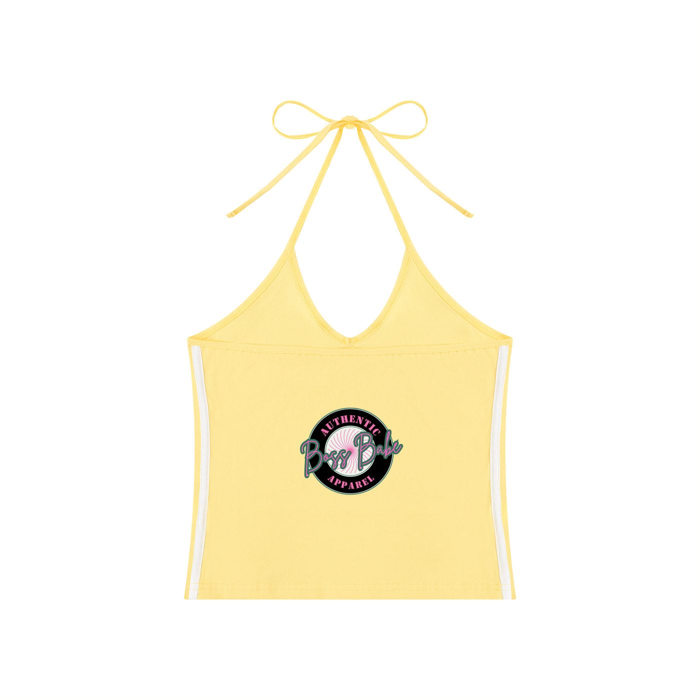 Women's Color Block Halter Crop Tank Top