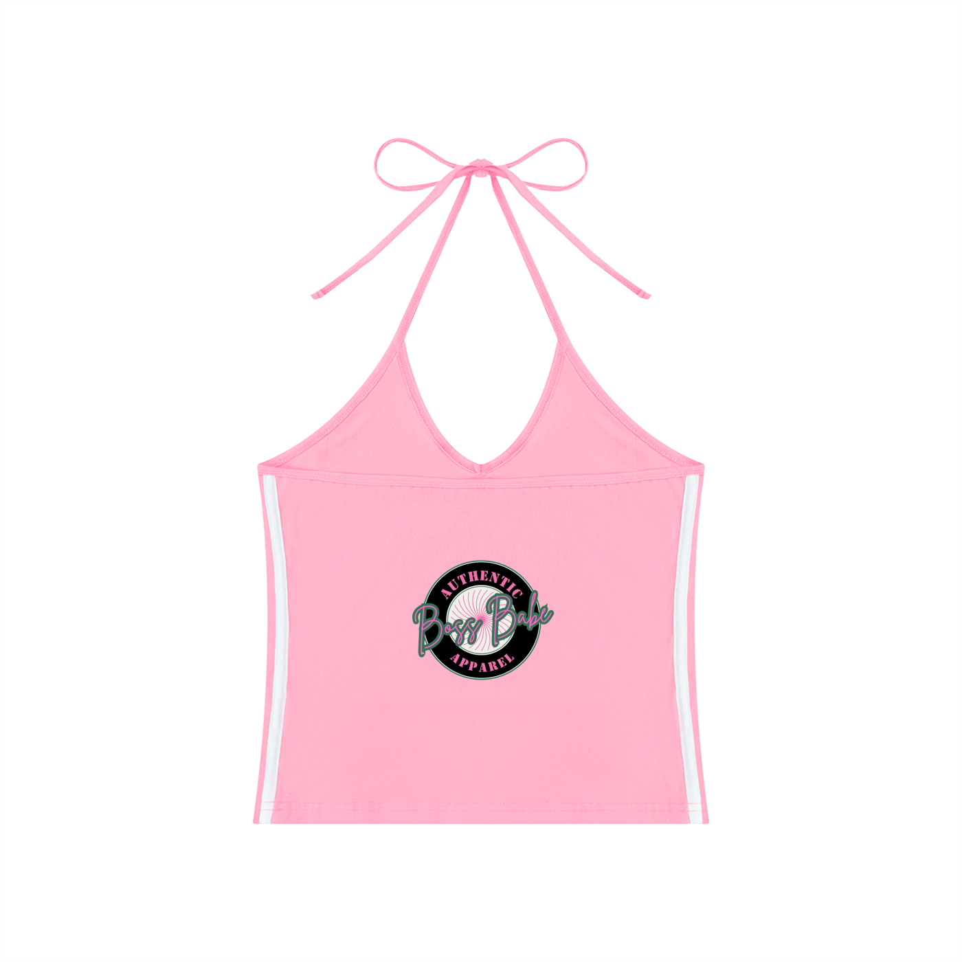 Women's Color Block Halter Crop Tank Top