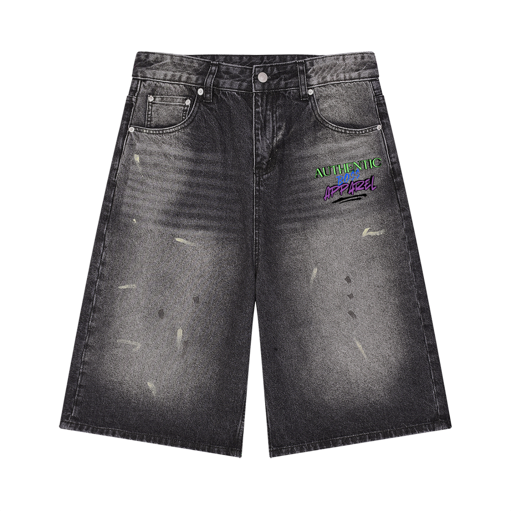 Men’s Vintage Wash Wide Leg Denim Shorts