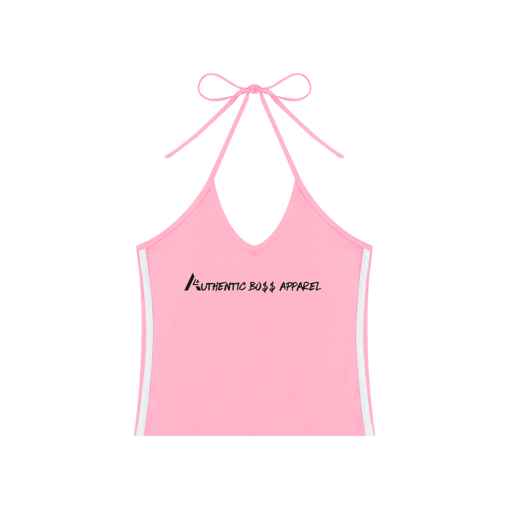 Women's Color Block Halter Crop Tank Top