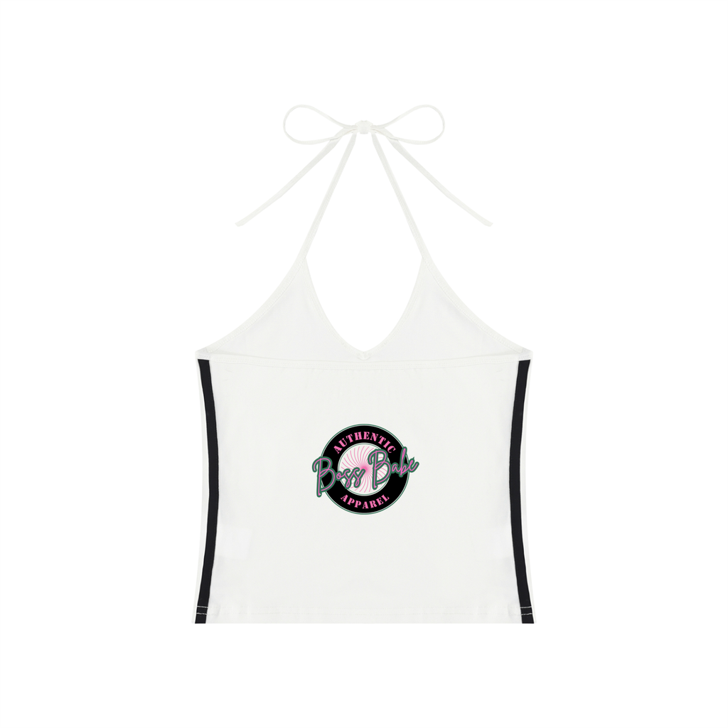Women's Color Block Halter Crop Tank Top